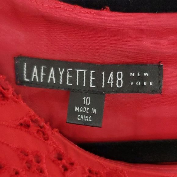 LAFAYETTE 148 Red Eyelet Dress (D318) - Picture 8 of 10